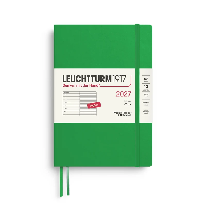 Agenda Semainier & Note Ligné 2027 LEUCHTTURM1917, Anglais - A5 - Softcover - Spring Leaf