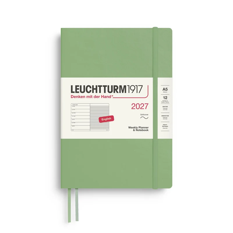 Agenda Semainier & Note Ligné 2027 LEUCHTTURM1917, Anglais - A5 - Softcover - Sage