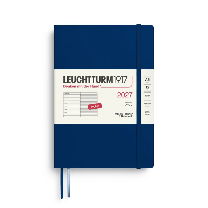 Agenda Semainier & Note Ligné 2027 LEUCHTTURM1917, Anglais - A5 - Softcover - Navy