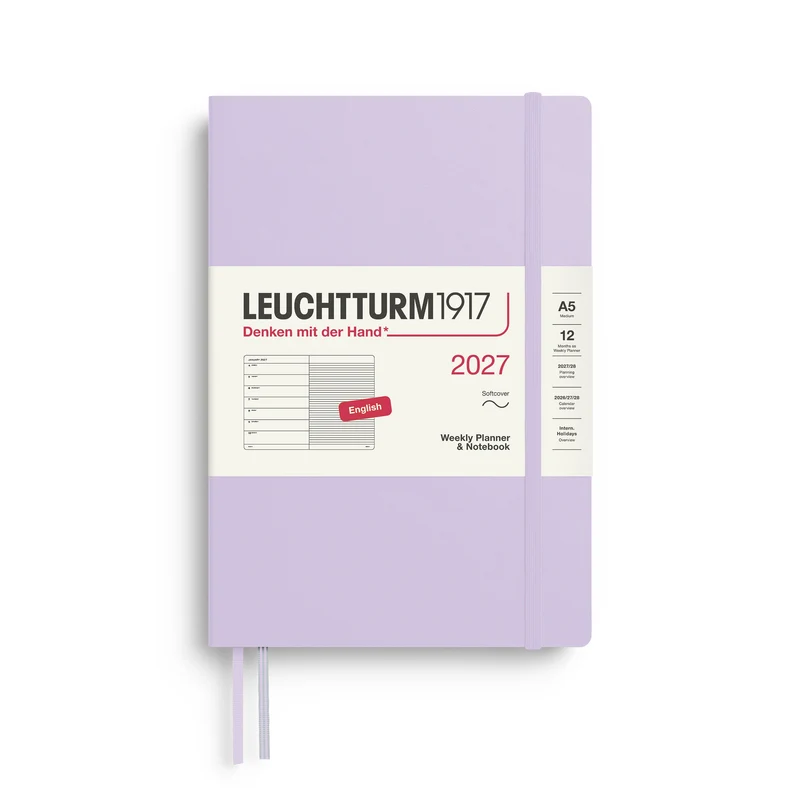 Agenda Semainier & Note Ligné 2027 LEUCHTTURM1917, Anglais - A5 - Softcover - Lilac