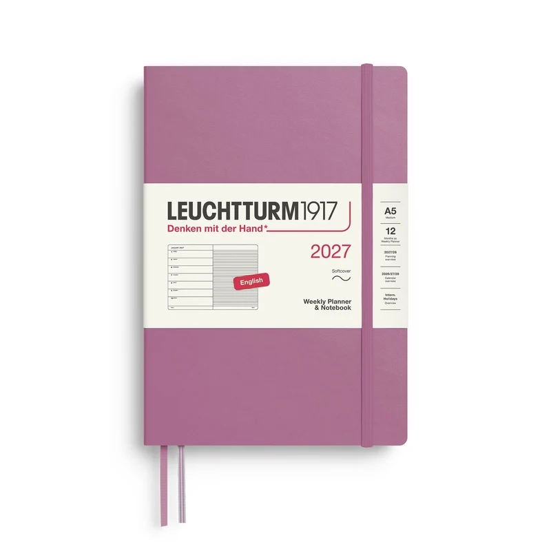 Agenda Semainier & Note Ligné 2027 LEUCHTTURM1917, Anglais - A5 - Softcover - Dusty Rose