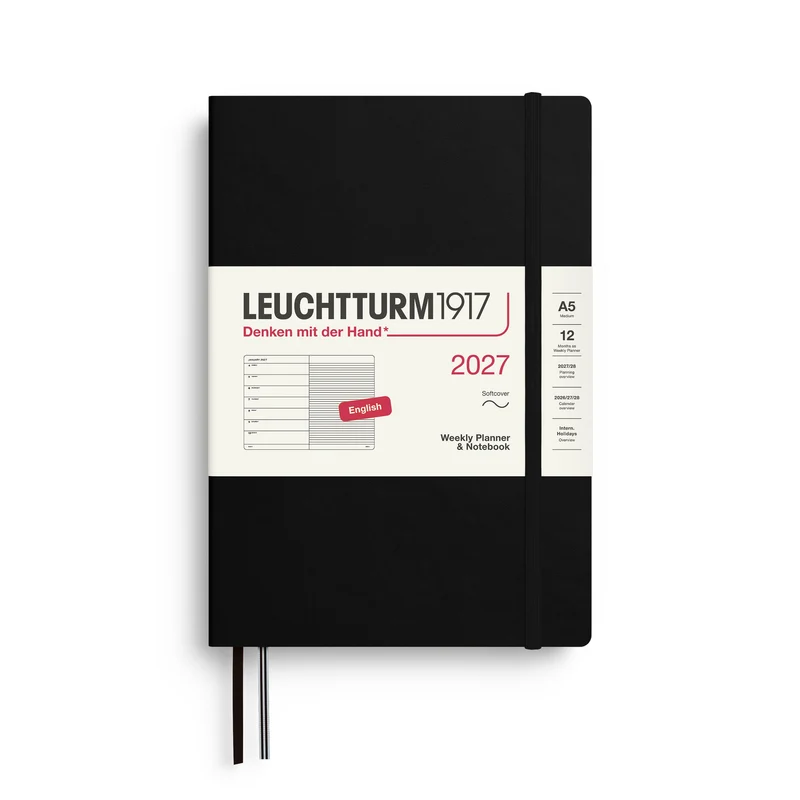 Agenda Semainier & Note Ligné 2027 LEUCHTTURM1917, Anglais - A5 - Softcover - Black