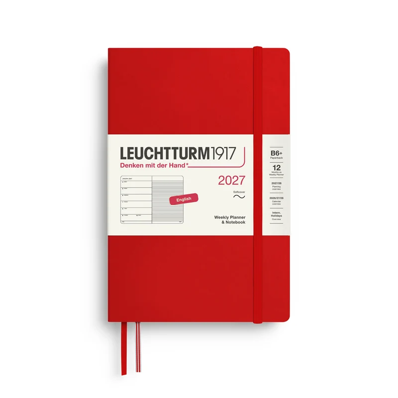 Agenda Semainier & Note Ligné 2027 LEUCHTTURM1917, Anglais - B6+ - Softcover - Cherry