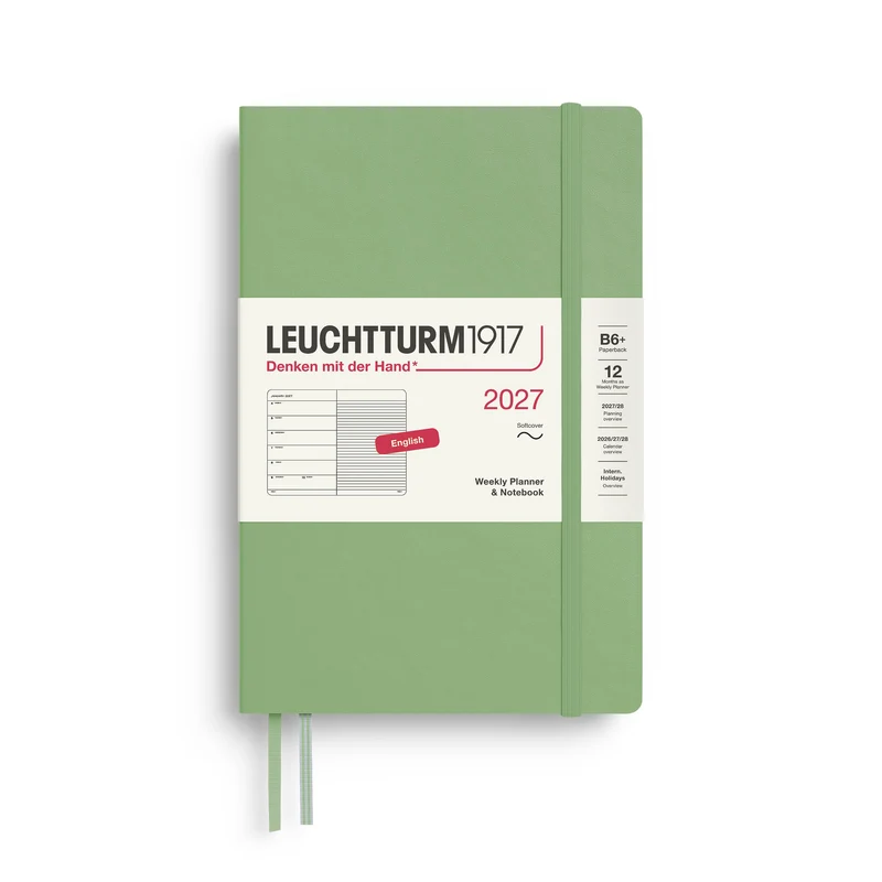Agenda Semainier & Note Ligné 2027 LEUCHTTURM1917, Anglais - B6+ - Softcover - Sage