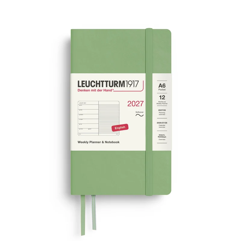 Agenda Semainier & Note Ligné 2027 LEUCHTTURM1917, Anglais - A6 - Softcover - Sage