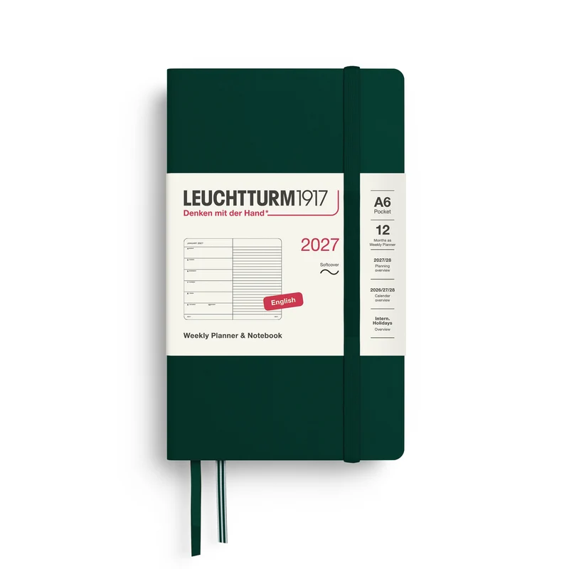 Agenda Semainier & Note Ligné 2027 LEUCHTTURM1917, Anglais - A6 - Softcover - Forest Green