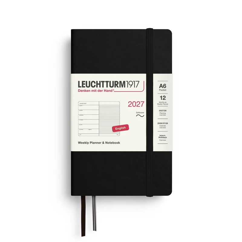 Agenda Semainier & Note Ligné 2027 LEUCHTTURM1917, Anglais - A6 - Softcover - Black