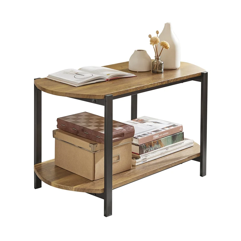 SoBuy FBT90-N Tables Basses avec 2 Etagères, Tables d'appoint, Table TV, Table de Salon, Bouts de canapé