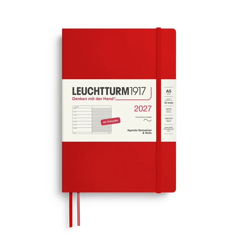 Agenda Semainier & Note Ligné 2027 LEUCHTTURM1917, Français - A5 - Softcover - Cherry