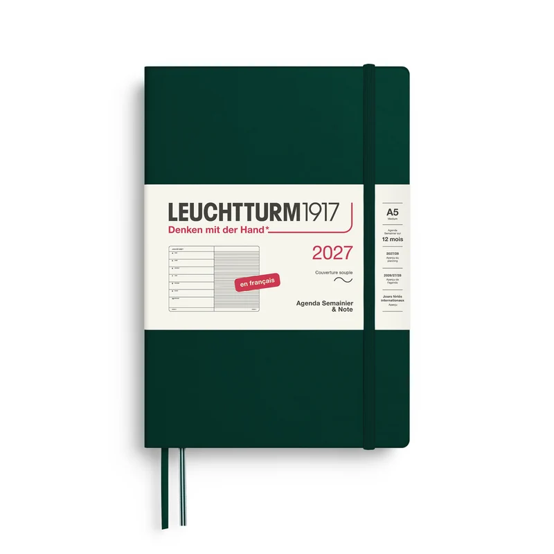 Agenda Semainier & Note Ligné 2027 LEUCHTTURM1917, Français - A5 - Softcover - Forest Green