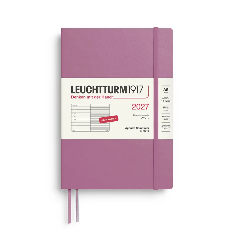 Agenda Semainier & Note Ligné 2027 LEUCHTTURM1917, Français - A5 - Softcover - Dusty Rose