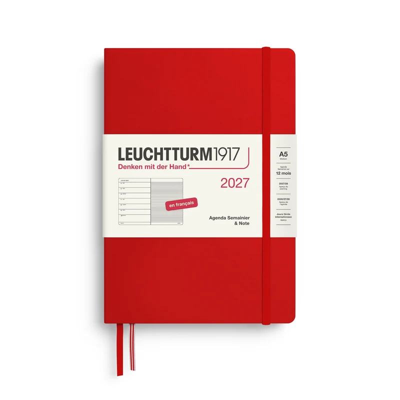 Agenda Semainier & Note Ligné 2027 LEUCHTTURM1917, Français - A5 - Hardcover - Cherry