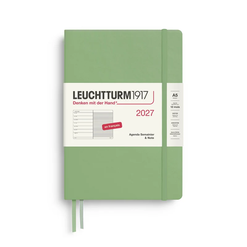 Agenda Semainier & Note Ligné 2027 LEUCHTTURM1917, Français - A5 - Hardcover - Sage