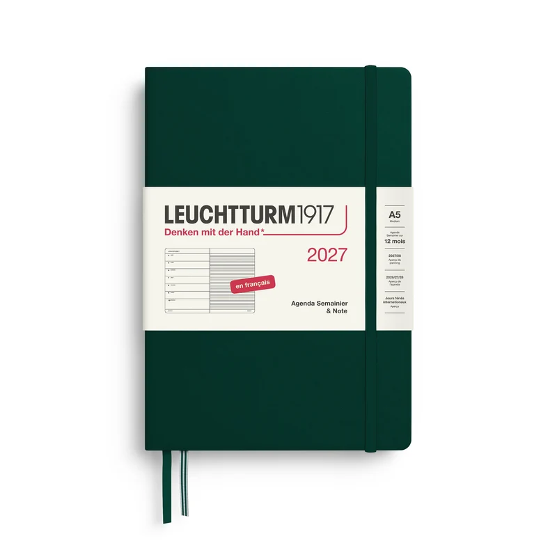 Agenda Semainier & Note Ligné 2027 LEUCHTTURM1917, Français - A5 - Hardcover - Forest Green