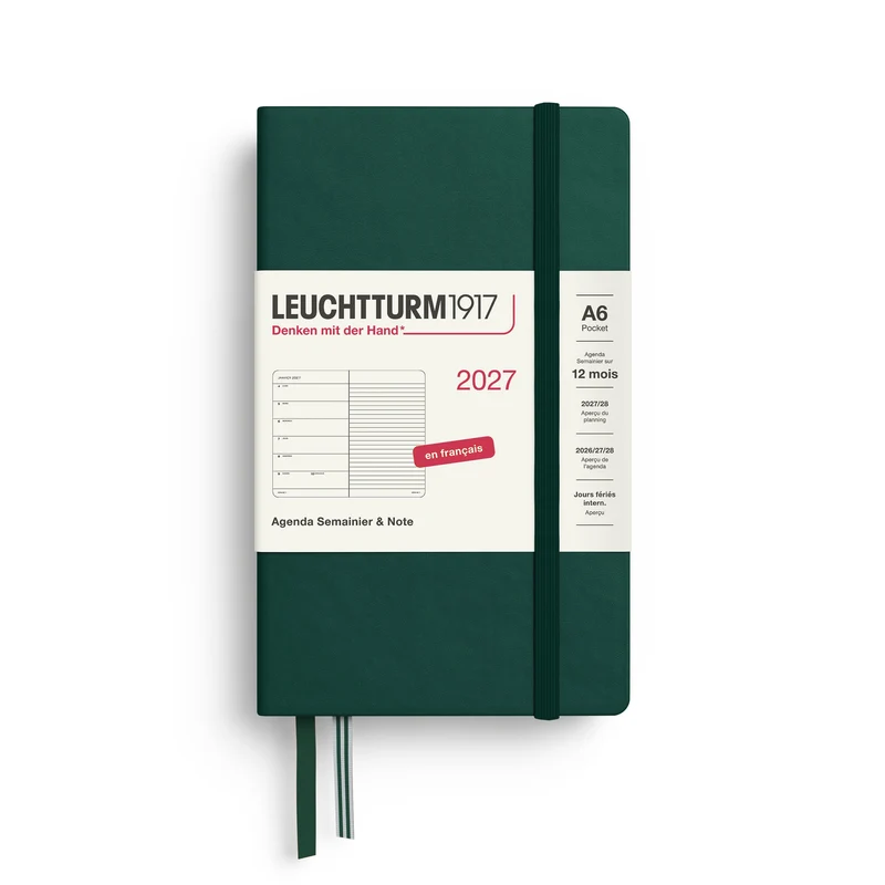 Agenda Semainier & Note Ligné 2027 LEUCHTTURM1917, Français - A6 - Hardcover - Forest Green