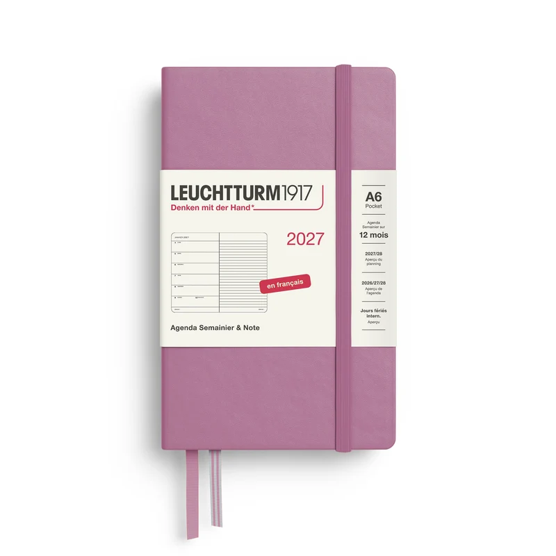 Agenda Semainier & Note Ligné 2027 LEUCHTTURM1917, Français - A6 - Hardcover - Dusty Rose
