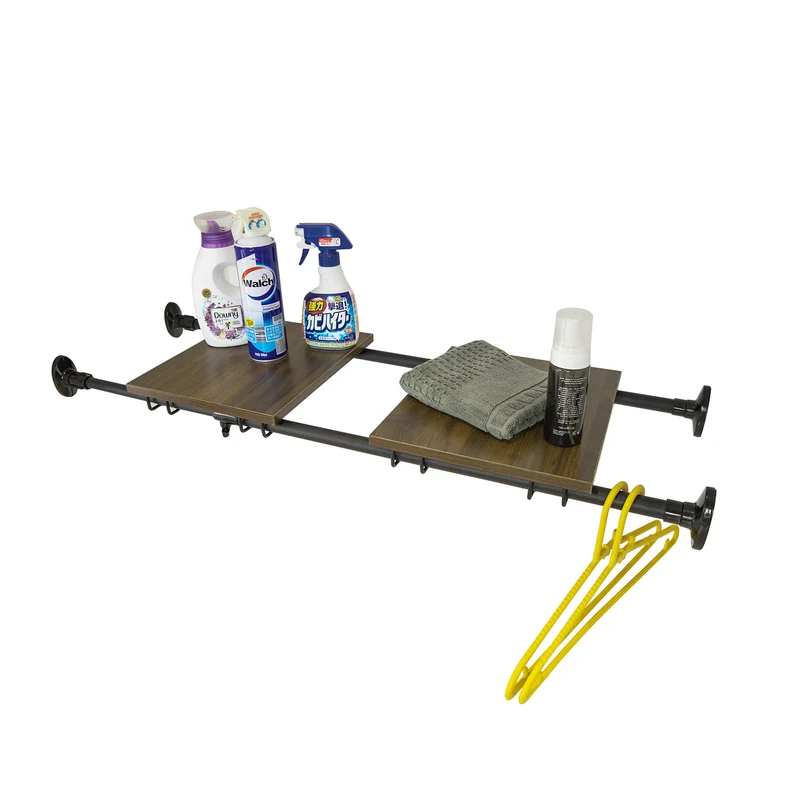 SoBuy KLS10-SCH Étagère Murale Flottante Organisateur Séparateurs d'étagères Étagère de Tension réglable Extensible de 75-127 cm, Noir