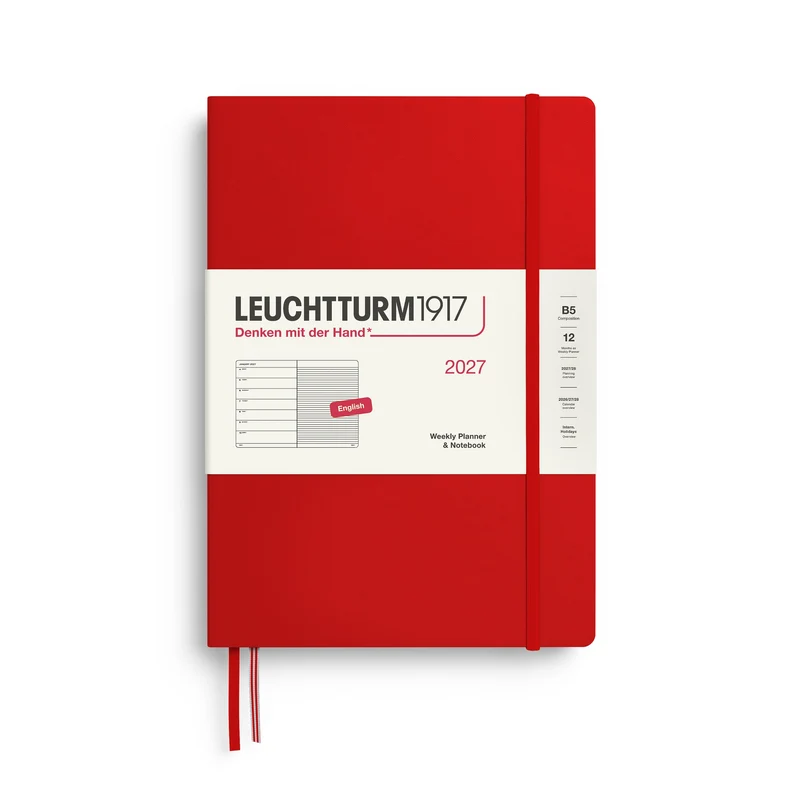 Agenda Semainier & Note Ligné 2027 LEUCHTTURM1917, Anglais - B5 - Hardcover - Cherry