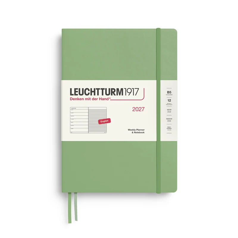 Agenda Semainier & Note Ligné 2027 LEUCHTTURM1917, Anglais - B5 - Hardcover - Sage