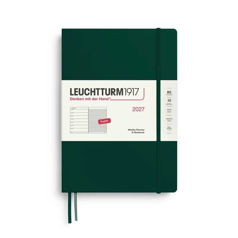Agenda Semainier & Note Ligné 2027 LEUCHTTURM1917, Anglais - B5 - Hardcover - Forest Green