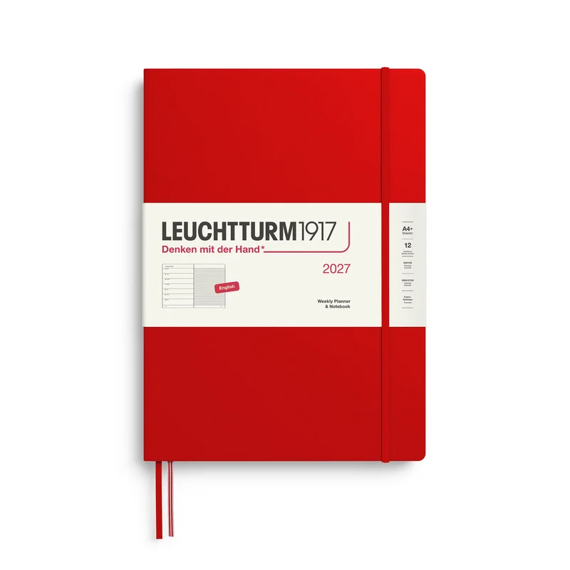 Agenda Semainier & Note Ligné 2027 LEUCHTTURM1917, Anglais - A4+ - Hardcover - Cherry