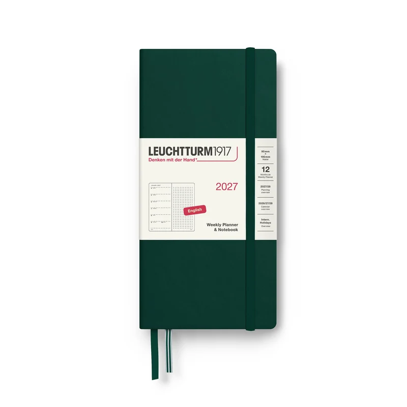 Agenda Semainier & Note Pointillé 2027 LEUCHTTURM1917, Anglais - Wallet - Hardcover - Forest Green