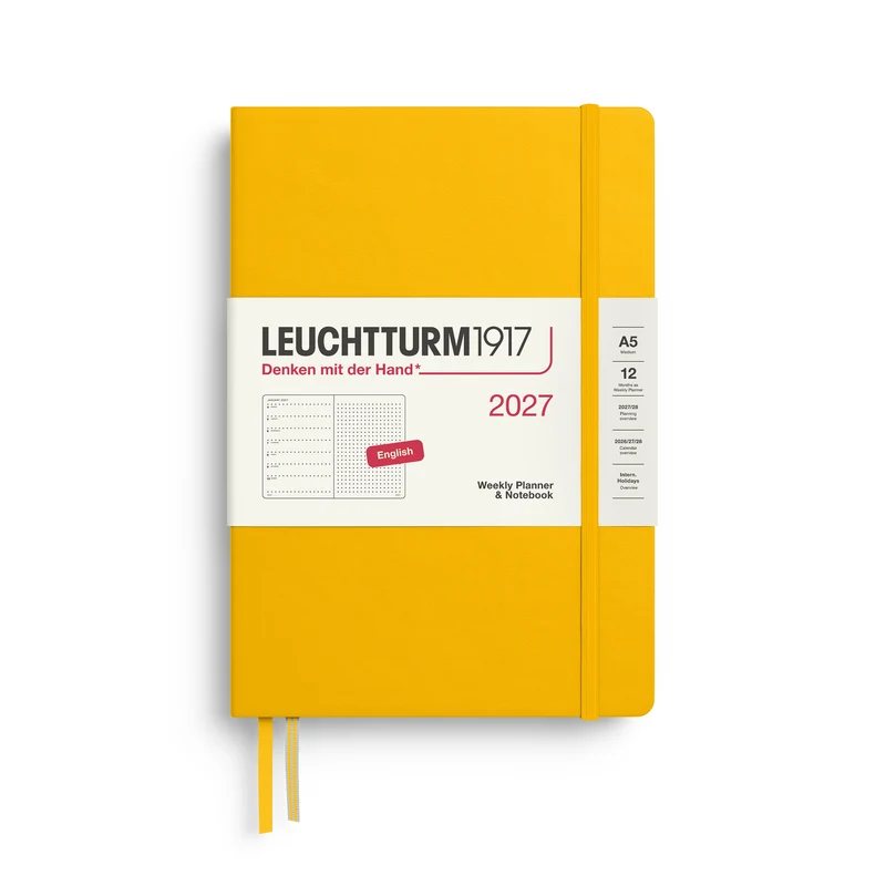 Agenda Semainier & Note Pointillé 2027 LEUCHTTURM1917, Anglais - A5 - Hardcover - Sunflower