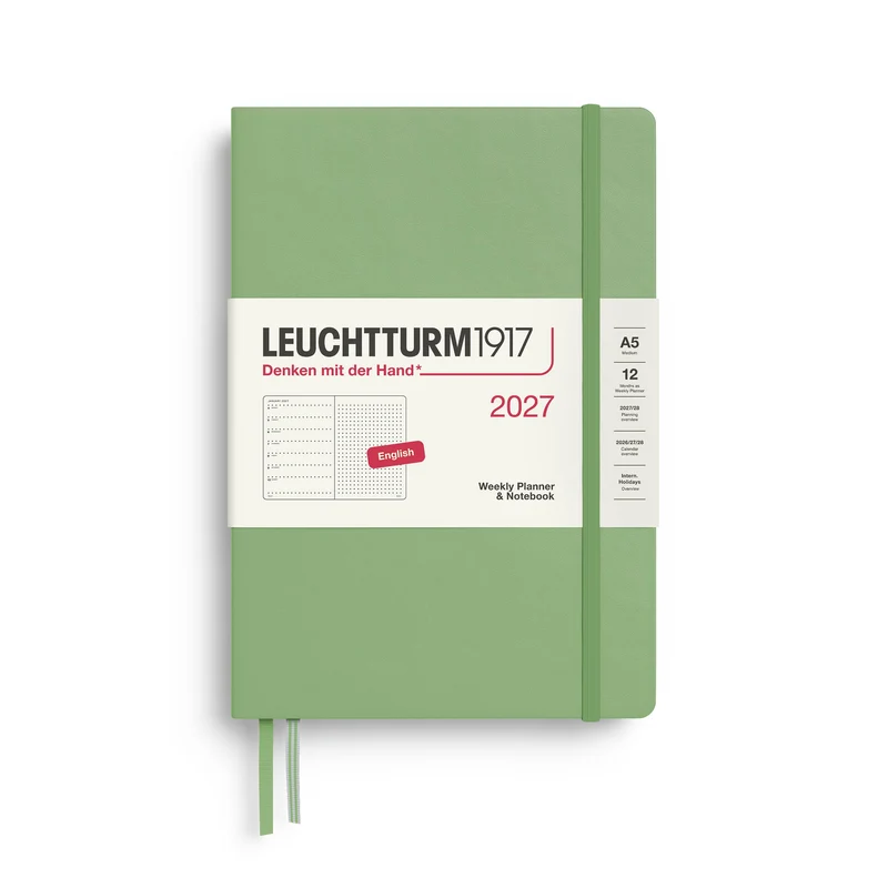 Agenda Semainier & Note Pointillé 2027 LEUCHTTURM1917, Anglais - A5 - Hardcover - Sauge