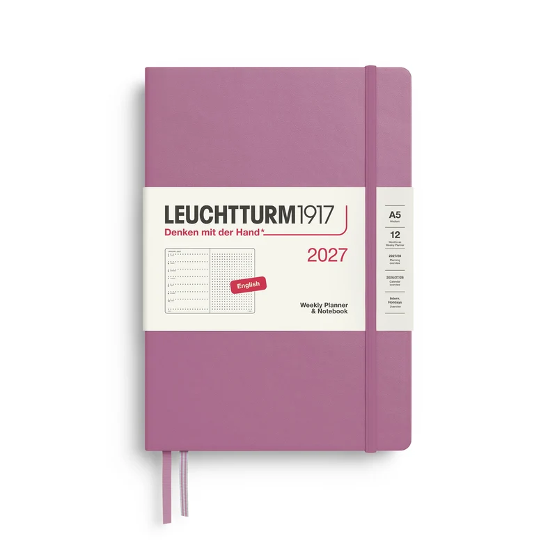 Agenda Semainier & Note Pointillé 2027 LEUCHTTURM1917, Anglais - A5 - Hardcover - Dusty Rose