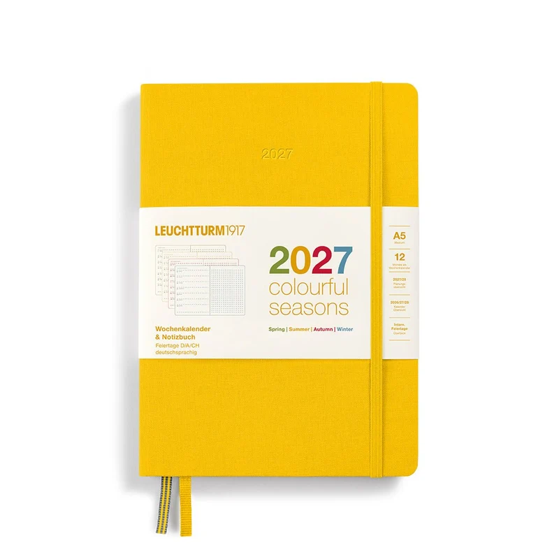 Agenda Colourful Seasons Edition 2027 LEUCHTTURM1917, Anglais - A5 - Hardcover - Yellow
