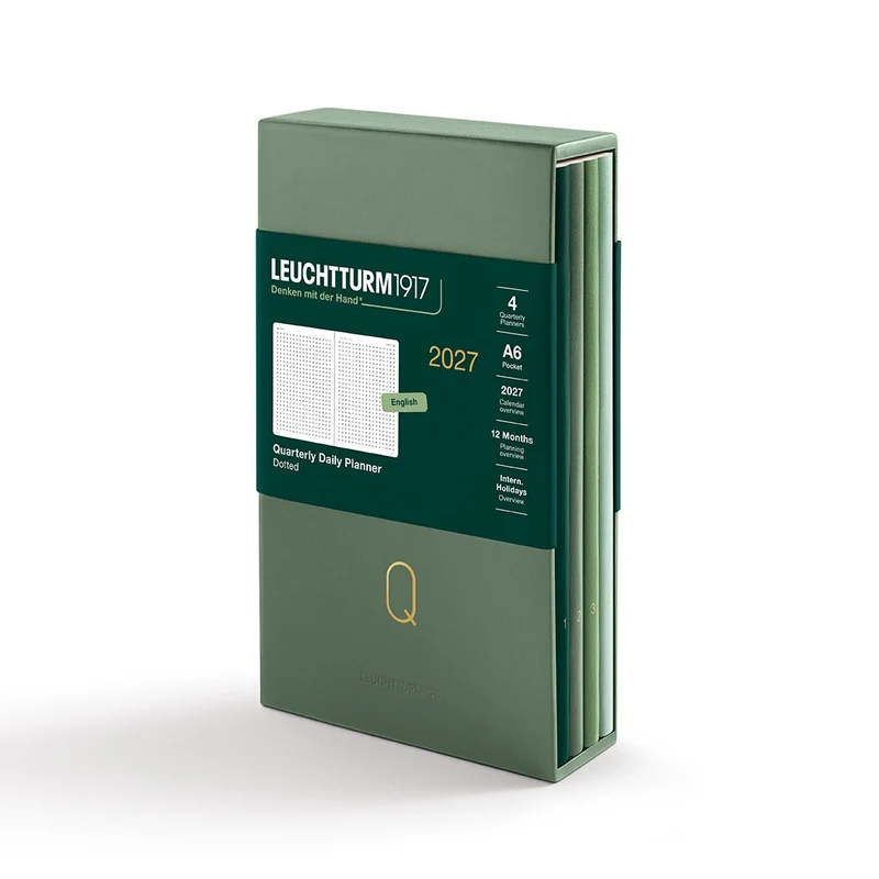 Quarterly Agenda Journalier 2027 LEUCHTTURM1917, Anglais - A6 - Softcover - Shades of Green