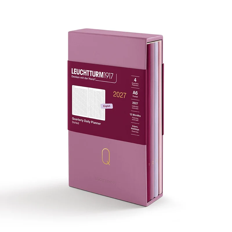 Quarterly Agenda Journalier 2027 LEUCHTTURM1917, Anglais - A6 - Softcover - Shades of Rose