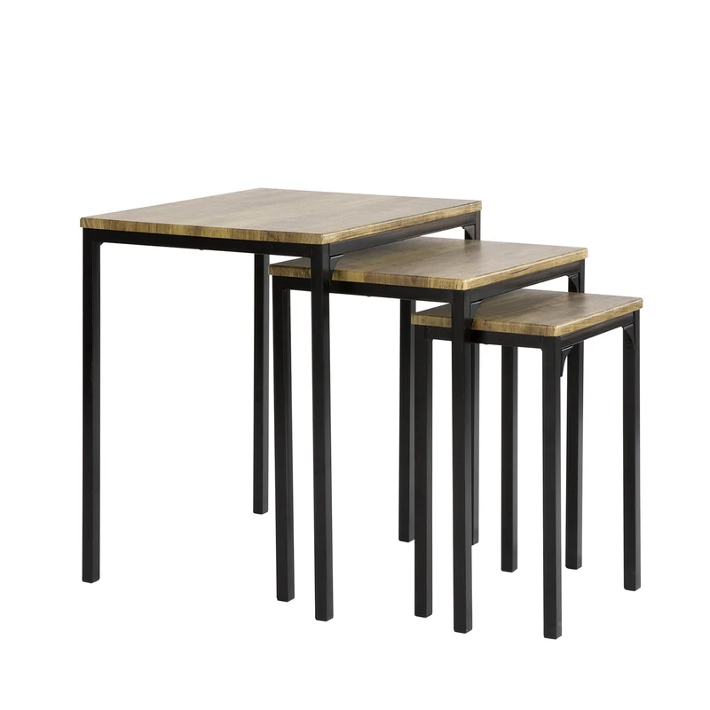 SoBuy FBT84-N Lot de 3 Tables Basses Gigognes, Tables d'appoint Empilables, Style Industriel