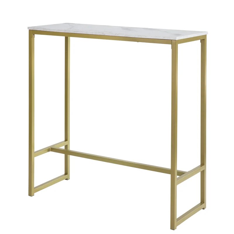SoBuy FSB34-G Table de Bar Effet Marbre Table Haute de Bar Table à Manger Mange-Doré