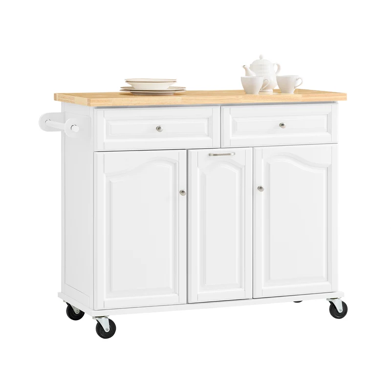 SoBuy FKW100-WN Desserte Roulante Meuble de Rangement à roulettes Chariot de Service Buffet Commode Bahut en Bois