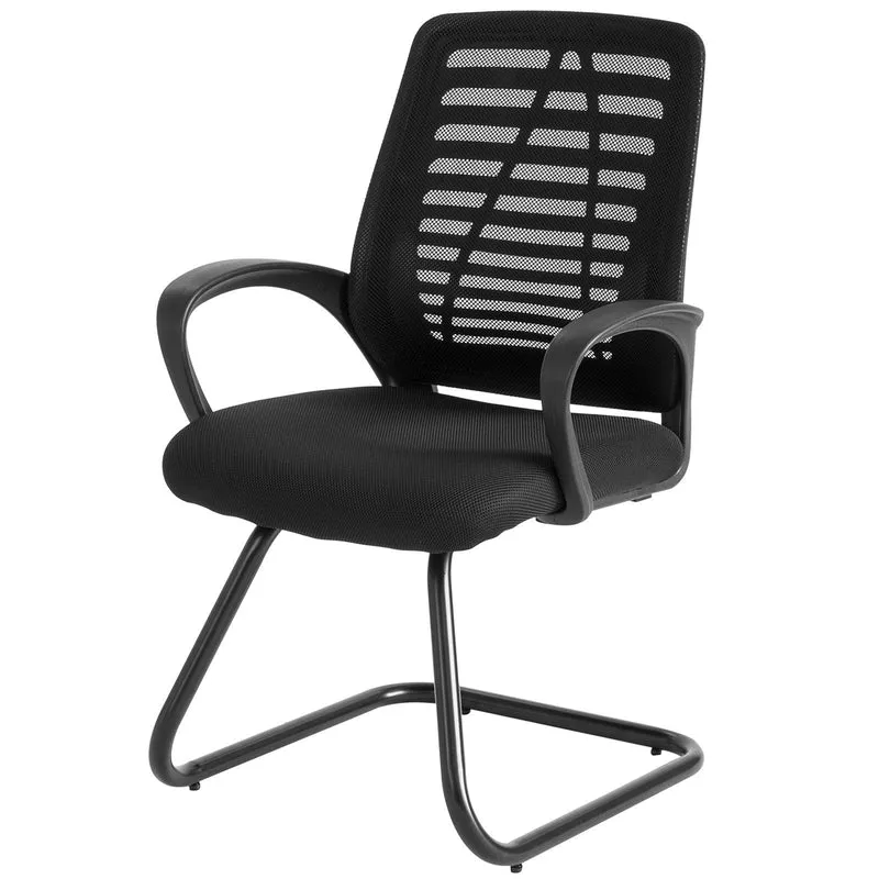 SoBuy FST83-Sch Chaise Cantilever en Maille Chaise de Bureau Conférence Fauteuil de Bureau avec Siège Rembourrée