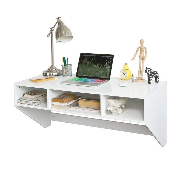SoBuy FWT14-W Table murale Table de cuisine Bureau informatique avec 3 compartiments