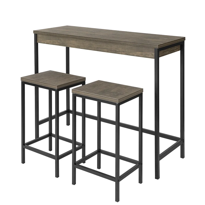 SoBuy OGT30-N Table Haute Mange Debout avec 2 Tabourets, Table de Bar Cuisine, Table Haute Cuisine Petit Espace, Table Mange Debout avec Tabourets, L121xP46xH97cm