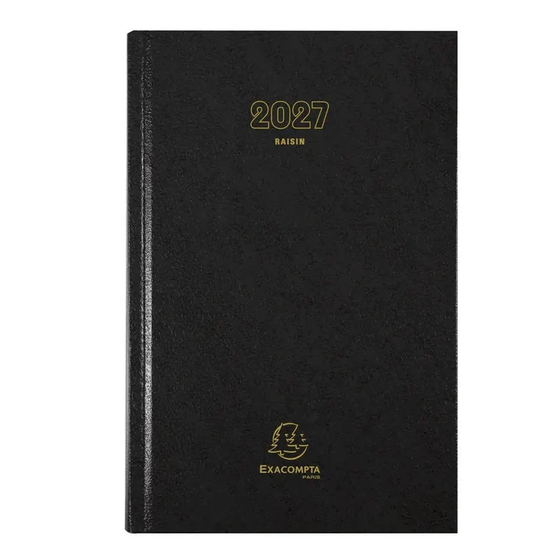 Agenda 2027 EXACOMPTA Raisin - 16,5 x 24,5 cm - 1 jour par page - Orientation horizontale - Noir