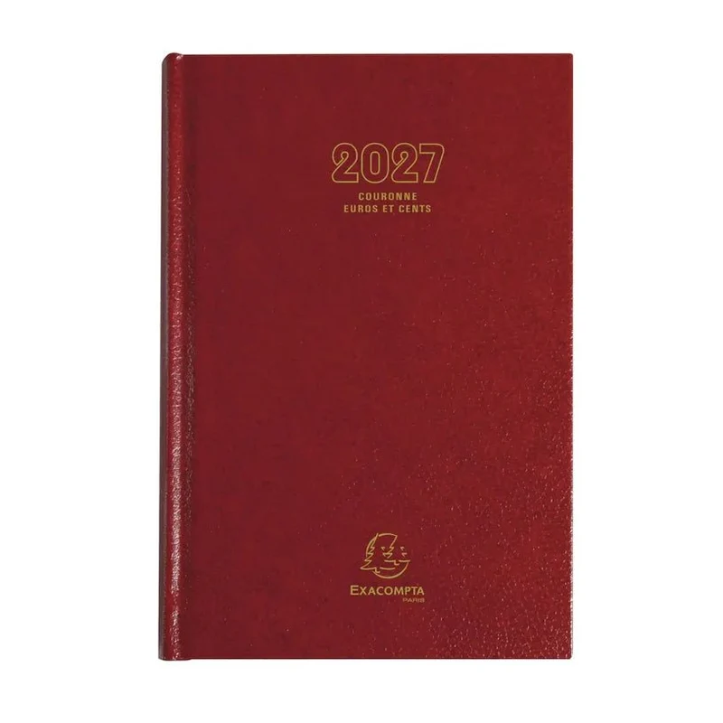 Agenda 2027 EXACOMPTA Couronne Euros et cents - 11 x 17 cm - 1 jour par page - Orientation horizontale - Rouge