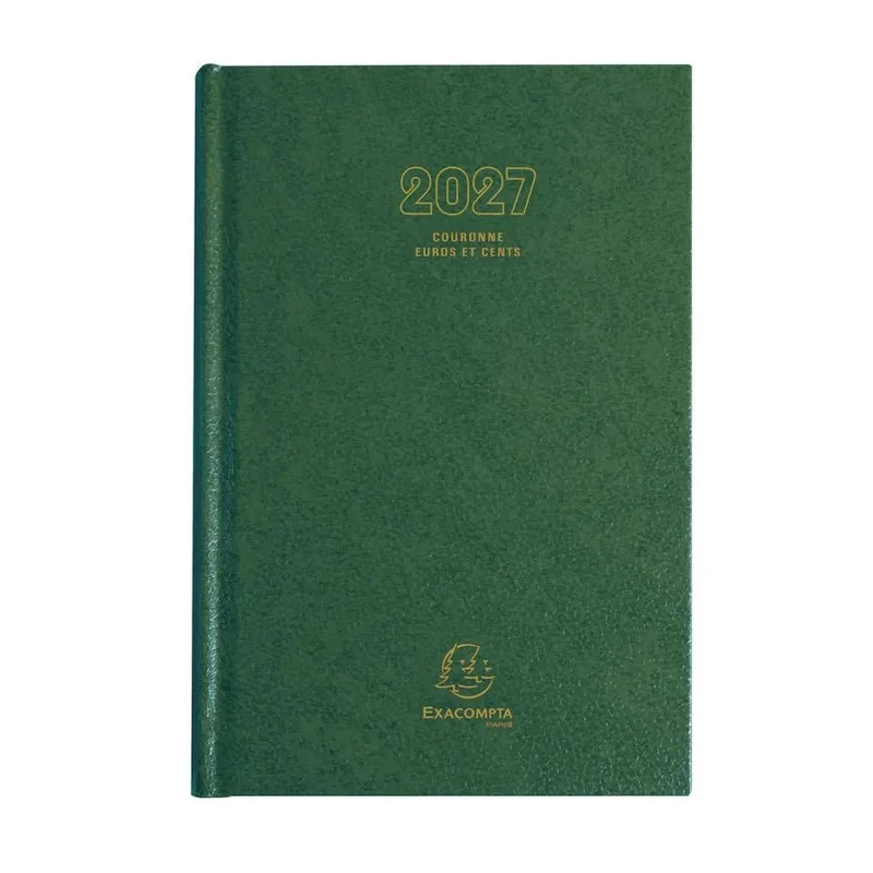 Agenda 2027 EXACOMPTA Couronne Euros et cents - 11 x 17 cm - 1 jour par page - Orientation horizontale - Vert