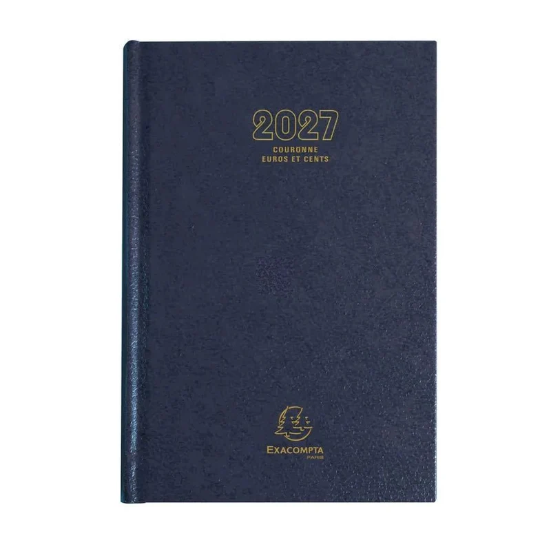 Agenda 2027 EXACOMPTA Couronne Euros et cents - 11 x 17 cm - 1 jour par page - Orientation horizontale - Bleu