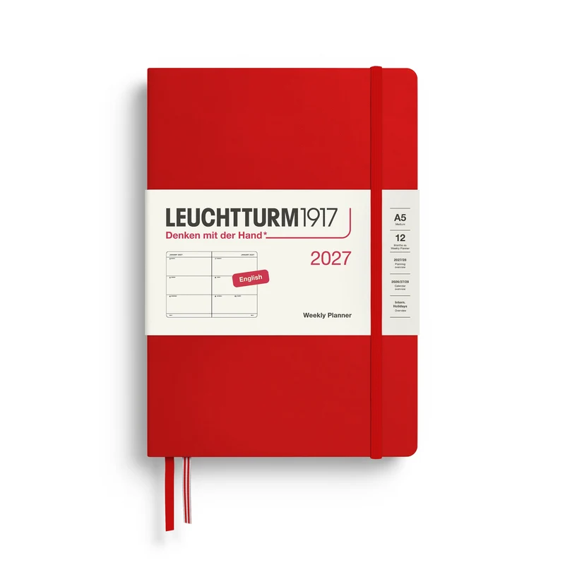 Agenda Semainier 2027 LEUCHTTURM1917, Anglais - A5 - Hardcover - Cherry