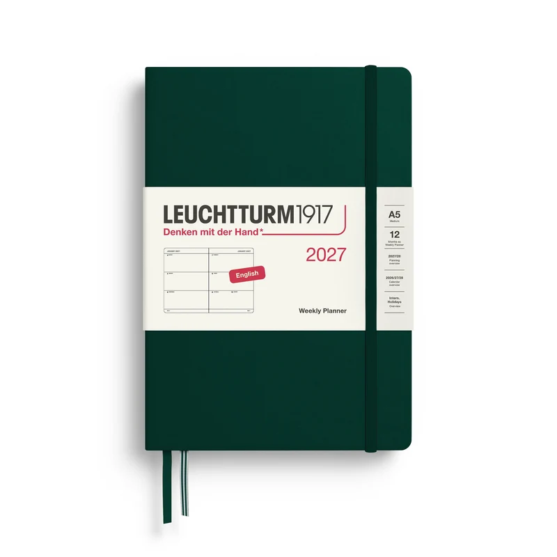 Agenda Semainier 2027 LEUCHTTURM1917, Anglais - A5 - Hardcover - Forest Green