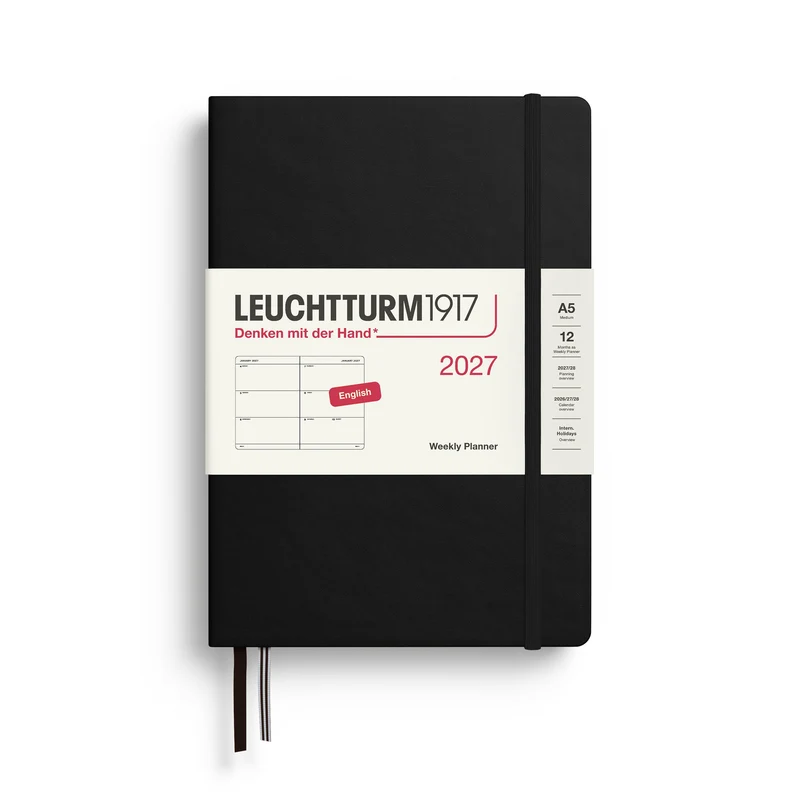 Agenda Semainier 2027 LEUCHTTURM1917, Anglais - A5 - Hardcover - Black
