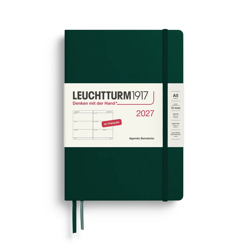 Agenda Semainier 2027 LEUCHTTURM1917, Français - A5 - Hardcover - Forest Green
