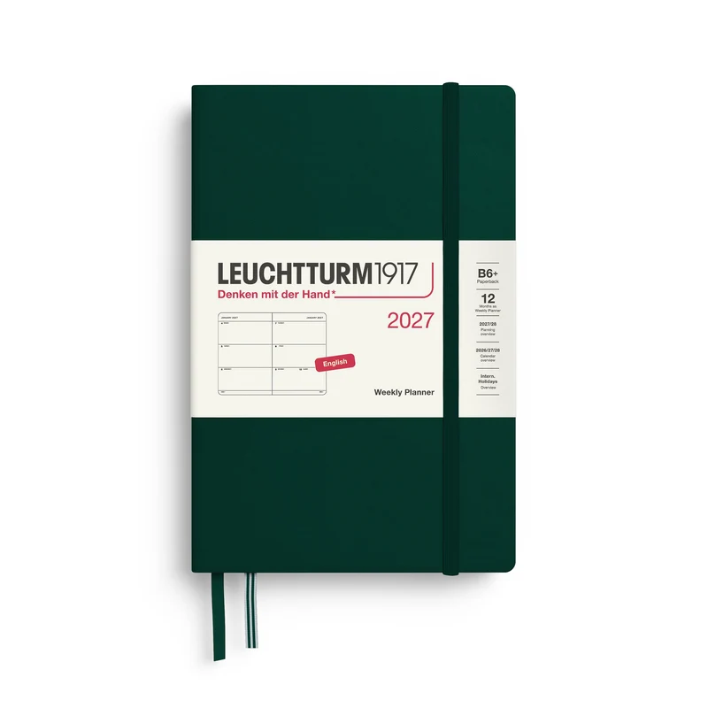 Agenda Semainier 2027 LEUCHTTURM1917, Anglais - B6+ - Hardcover - Forest Green