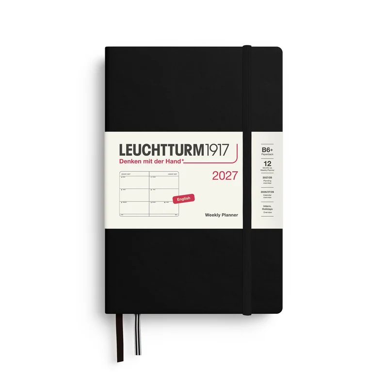 Agenda Semainier 2027 LEUCHTTURM1917, Anglais - B6+ - Hardcover - Black