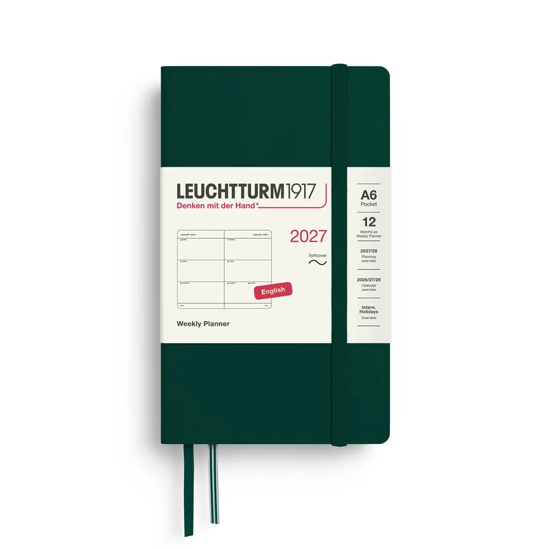 Agenda Semainier 2027 LEUCHTTURM1917, Anglais - A6 - Softcover - Forest Green