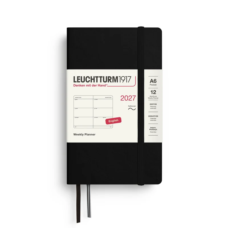 Agenda Semainier 2027 LEUCHTTURM1917, Anglais - A6 - Softcover - Black